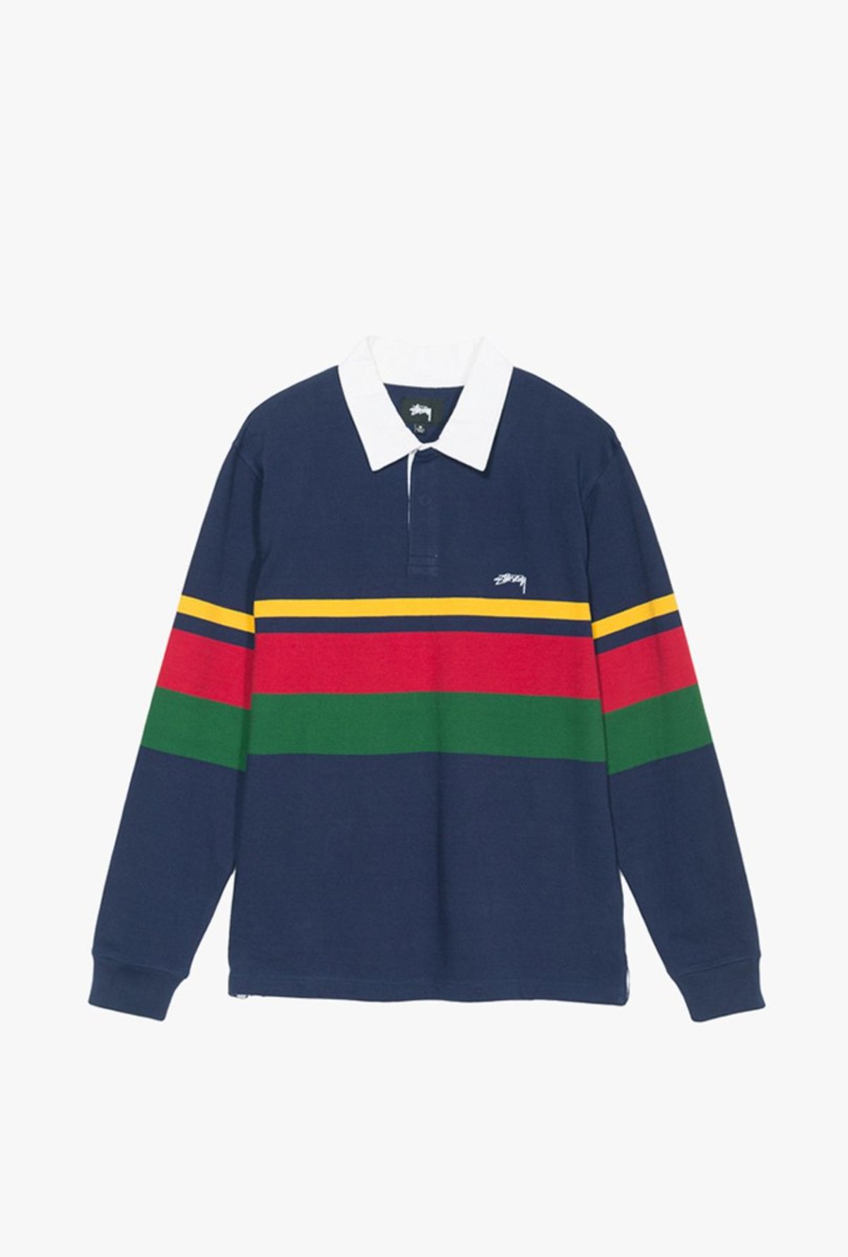 Stussy Lucas Stripe Long Sleeve Rugby polo - navy | Garmentory