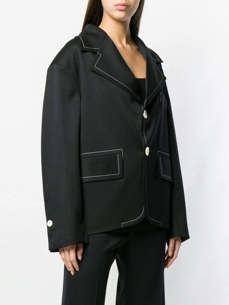 MM6 MAISON MARGIELA Contrast Stitch Blazer - black | Garmentory