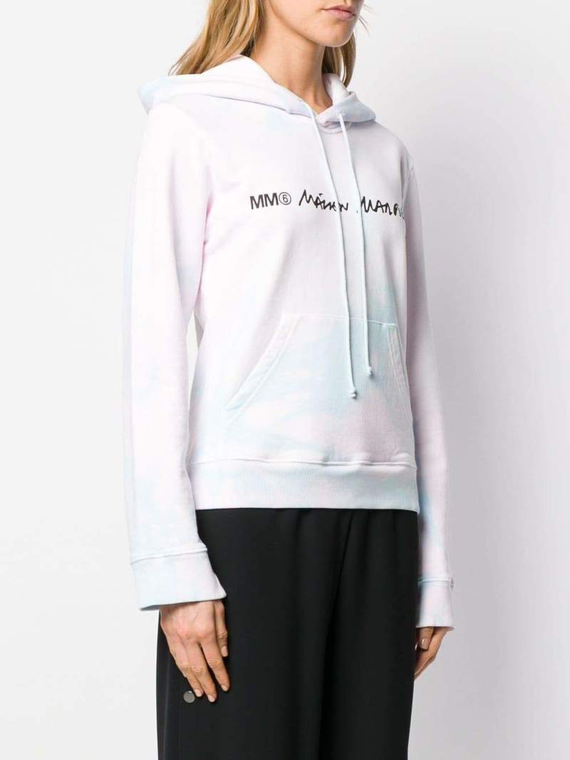 MM6 MAISON MARGIELA Logo Tie-Dye Effect Hoodie - Pink/Blue