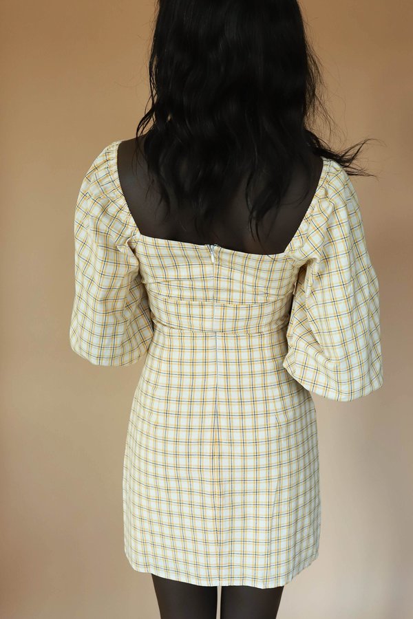 English Factory Plaid Front Tie Dress - Yellow English Factory Plaid Front Tie Dress - Yellow