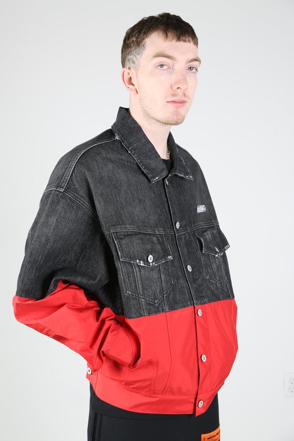 Heron Preston DENIM NYLON JACKET - Black/Red | Garmentory
