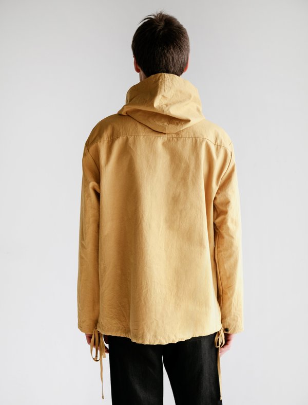 Evan Kinori Cotton and Hemp Typewriter Cloth Anorak - Ochre