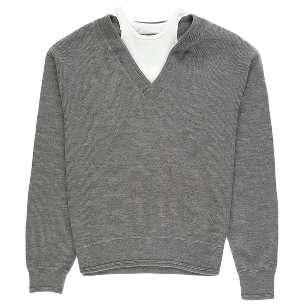 ALEXANDER  WANG ニット グレー S Grey Wool-Cotton Draped Back Cardigan in HEATHER GREY | alexanderwang®