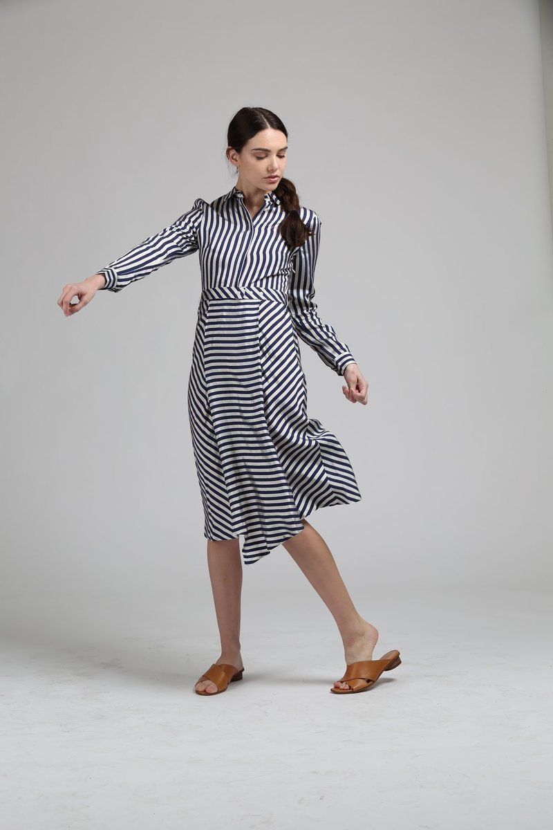 Maison Labiche Pareo Shirt Dress - Navy/White Stripe