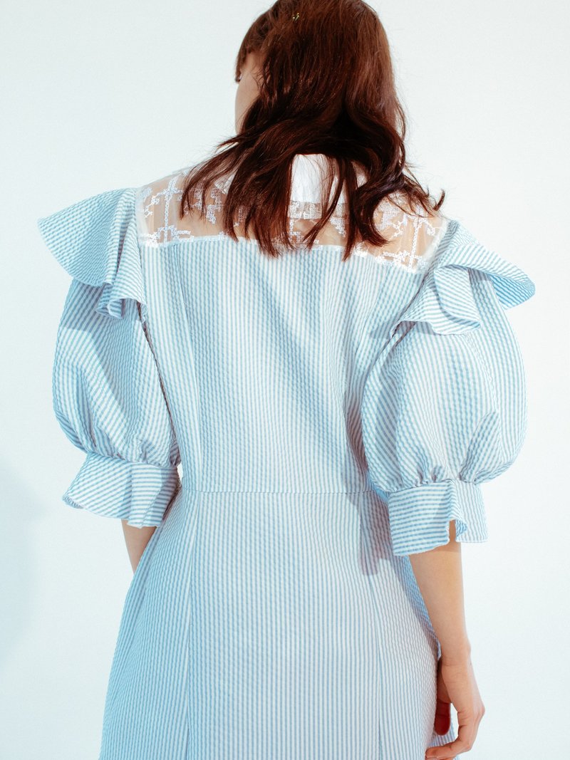 Suzanne Rae Collared Puff Sleeve Dress | Garmentory