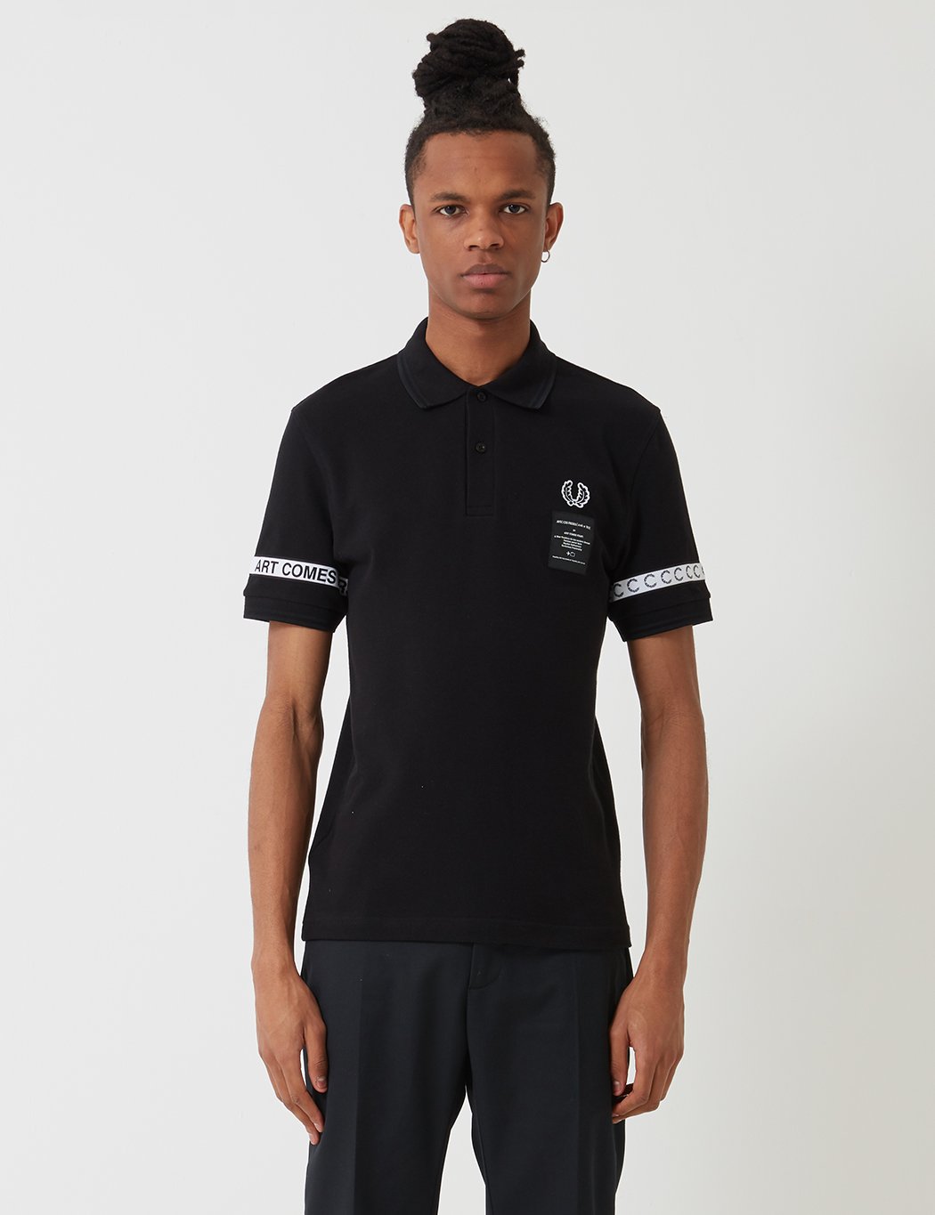 Fred Perry Art Comes First Taped Pique Shirt - Black | Garmentory