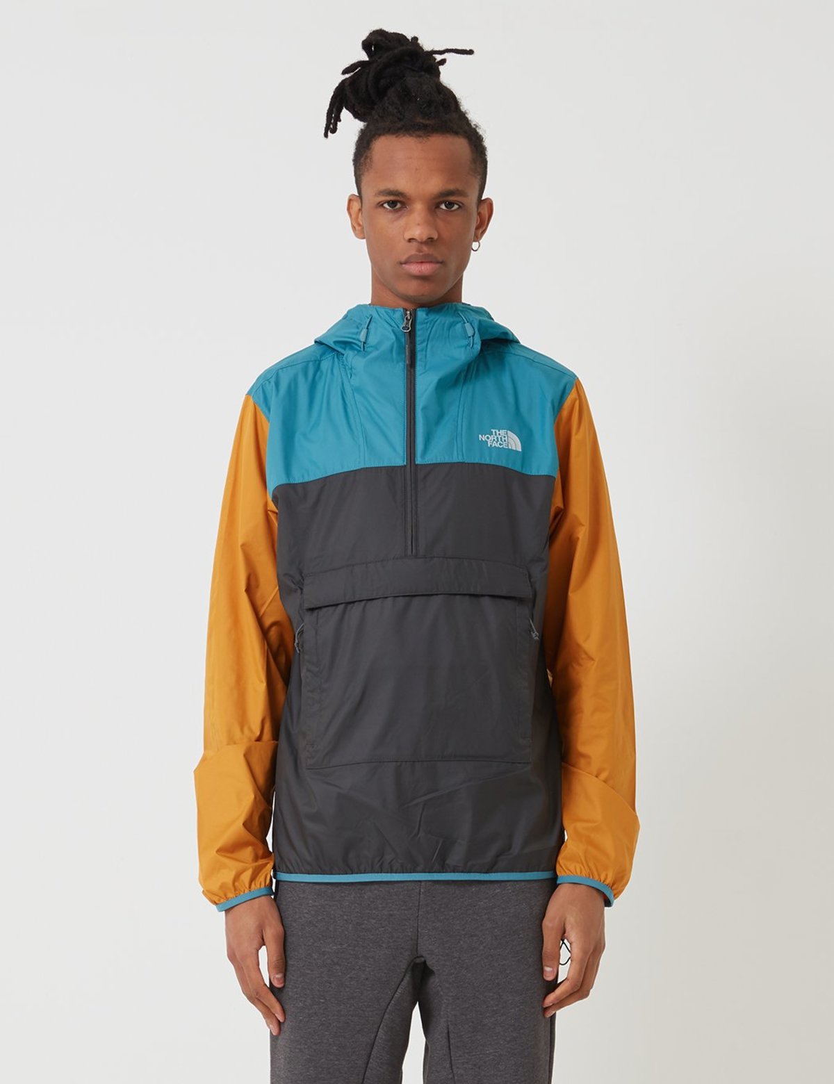 The North Face Fanorak Pullover Jacket - Asphalt Grey/Storm Blue