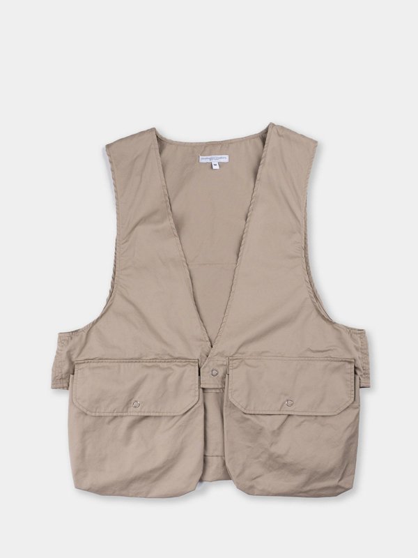Engineered Garments Fowl High Count Twill Vest - Khaki | Garmentory