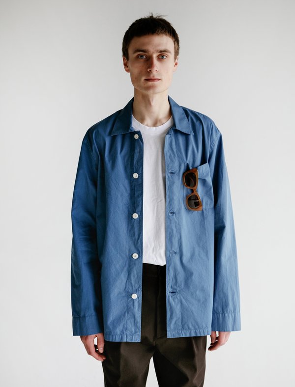 Margaret Howell MHL PJ Shirt Poplin - Mid Blue | Garmentory