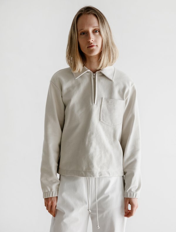 Margaret Howell MHL Loopback Jersey Track Top - Chalk | Garmentory