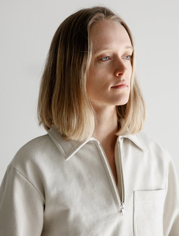 Margaret Howell MHL Loopback Jersey Track Top - Chalk | Garmentory