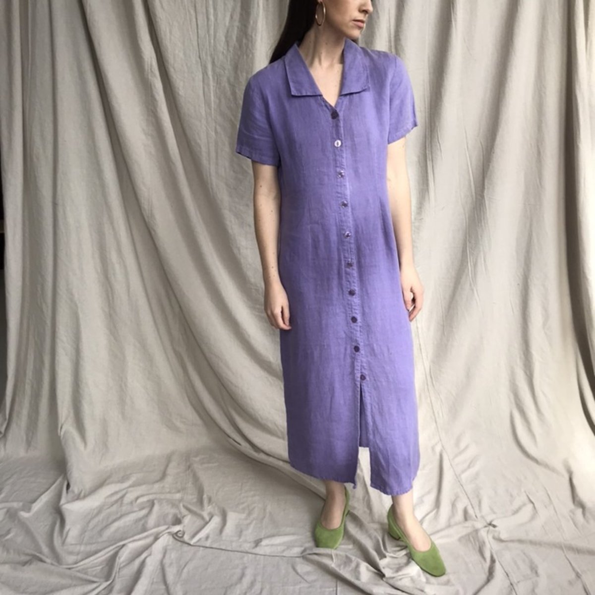 Lavender linen shirt dress | Garmentory Lavender linen shirt dress | Garmentory