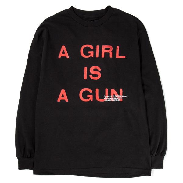Pleasures Girl Is a Gun Long Sleeve T-shirt - Black | Garmentory