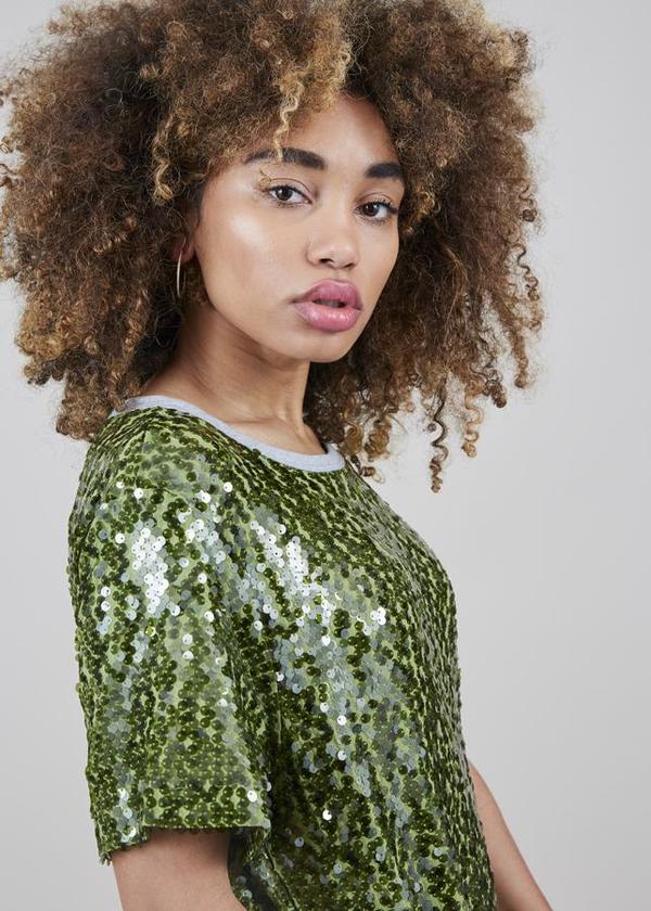 Odeeh Sequin T-Shirt Dress - green | Garmentory