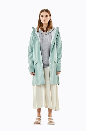 rains long jacket dusty mint