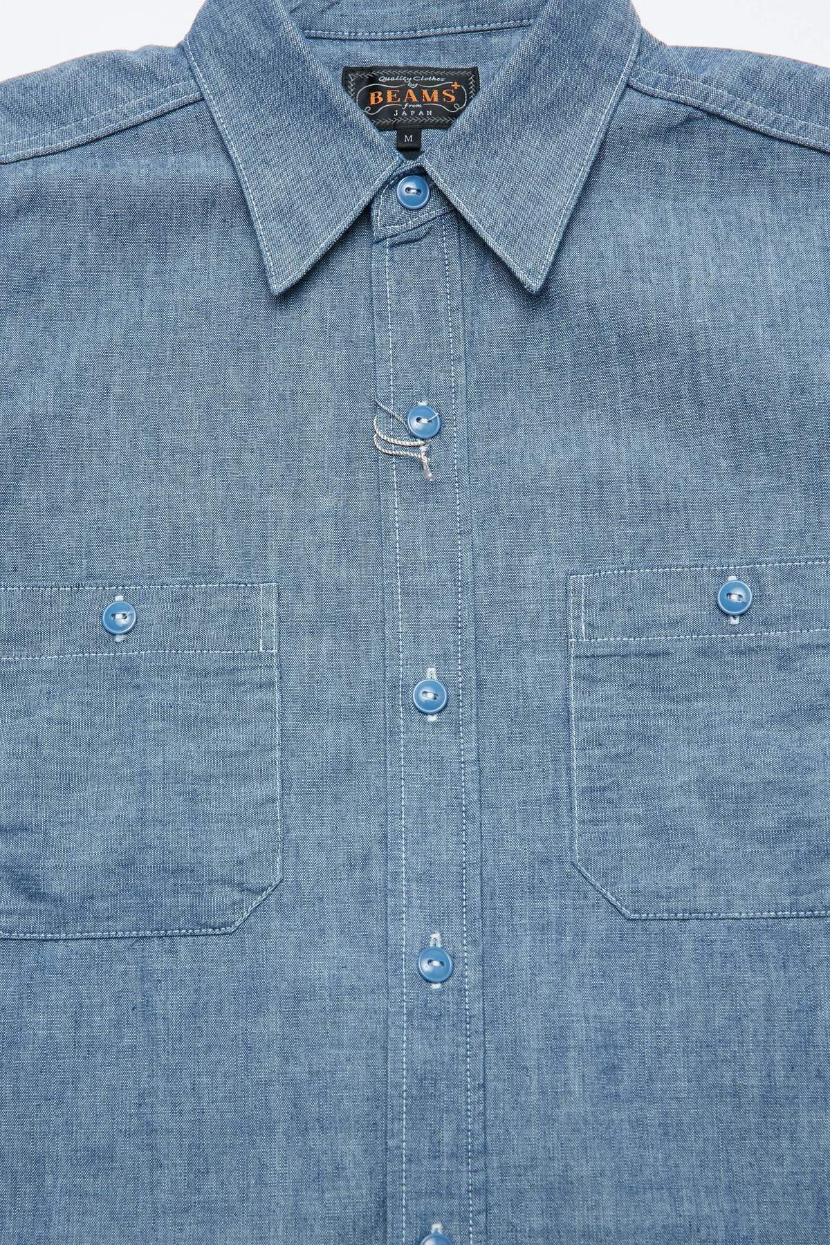 Beams Plus Short Sleeve MIL Work - Chambray Blue | Garmentory