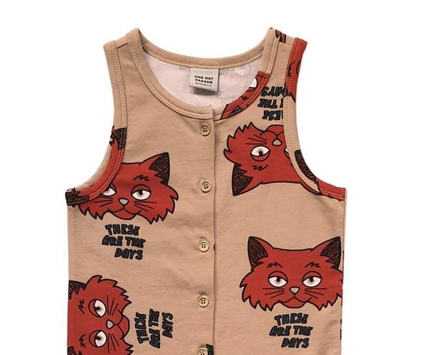kids One Day Parade Cat Playsuit - brown kids One Day Parade Cat Playsuit - brown