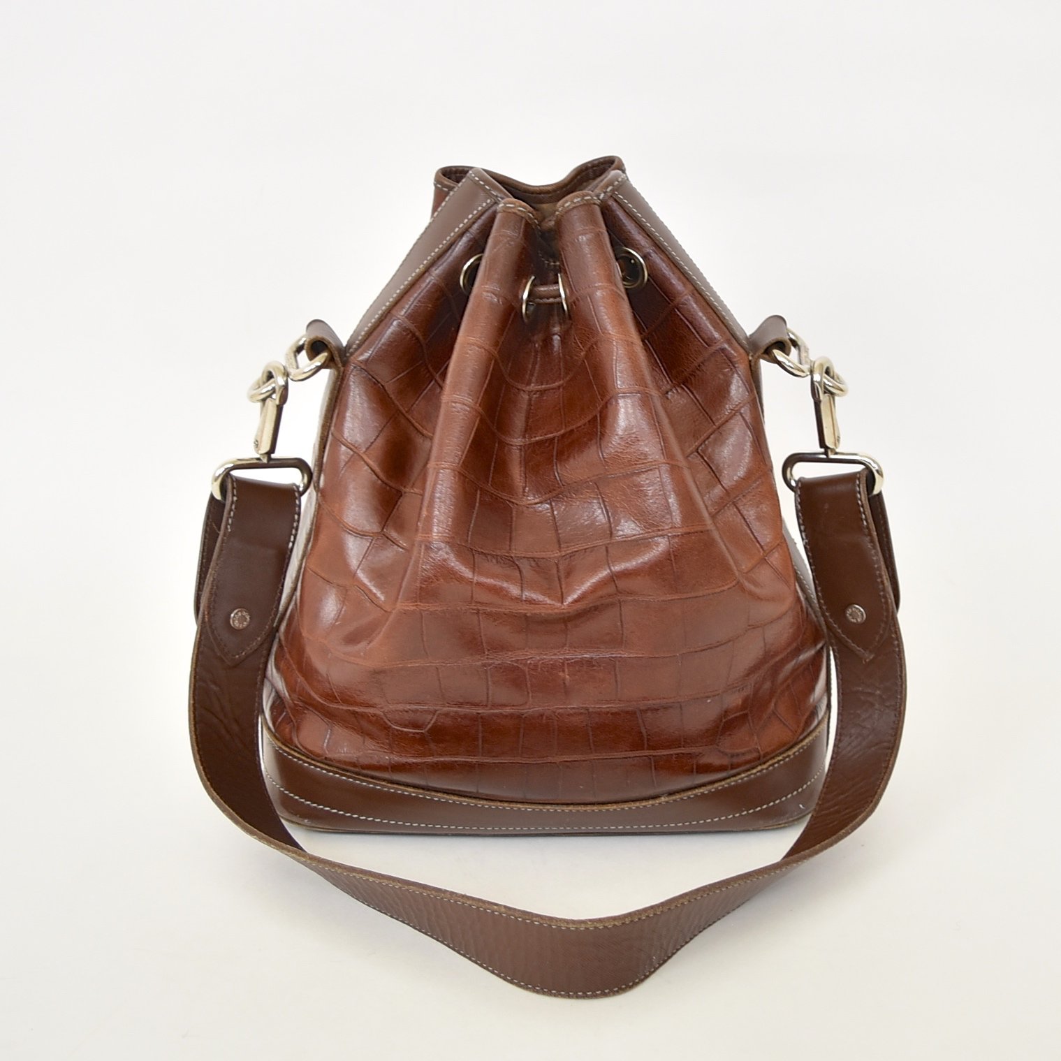 VINTAGE Found Dooney & Bourke Croc Bucket Bag Brown Garmentory