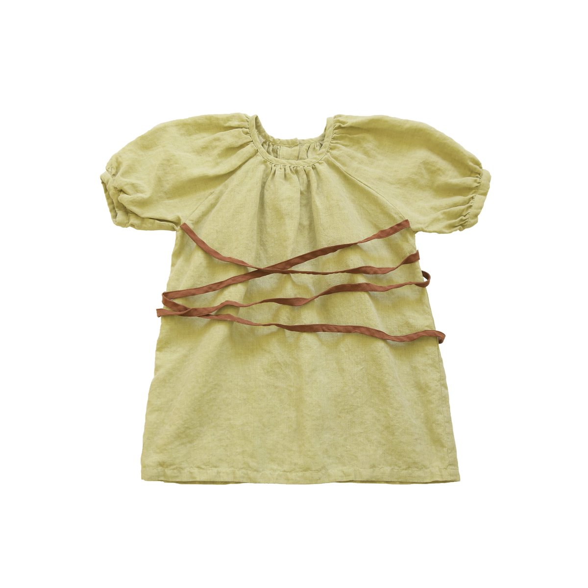 KIDS Tambere Ankara Dress - Yellow Green - Image 1 of 3