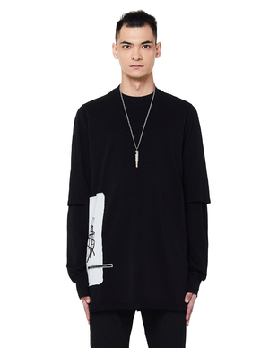 Rick Owens Drkshdw Double-Layered Patched L/S T-Shirt | Garmentory