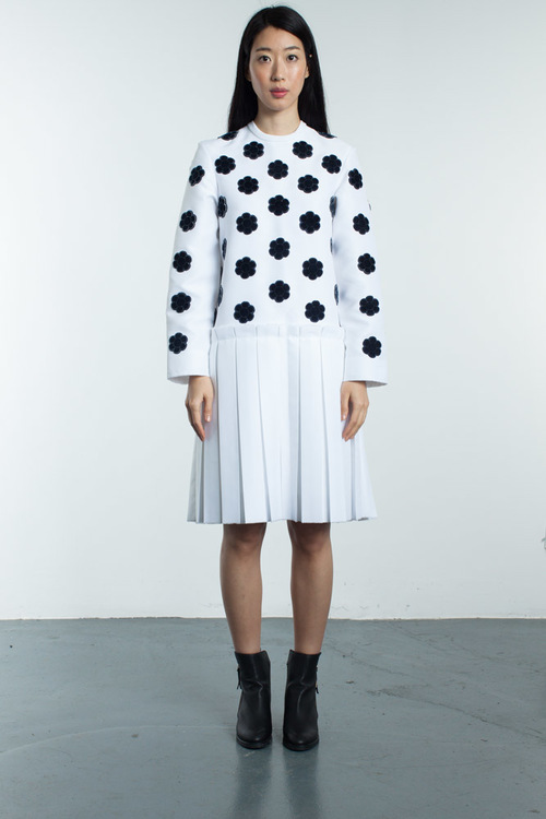Steven Tai Fuzzy Embroidery Satin Dress Steven Tai Fuzzy Embroidery Satin Dress