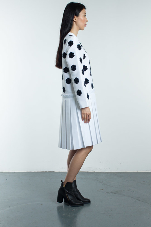 Steven Tai Fuzzy Embroidery Satin Dress Steven Tai Fuzzy Embroidery Satin Dress