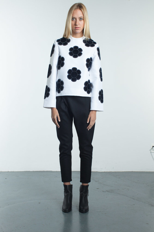Steven Tai Fuzzy Embroidered Satin Top Steven Tai Fuzzy Embroidered Satin Top
