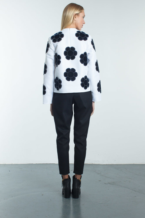 Steven Tai Fuzzy Embroidered Satin Top Steven Tai Fuzzy Embroidered Satin Top