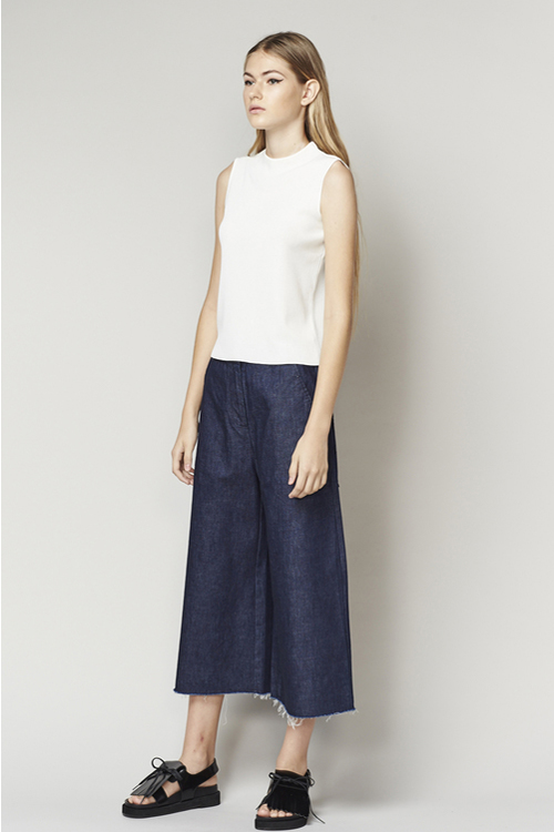 ACHRO HIGH NECK SLEEVELESS KNIT TOP - IVORY ACHRO HIGH NECK SLEEVELESS KNIT TOP - IVORY