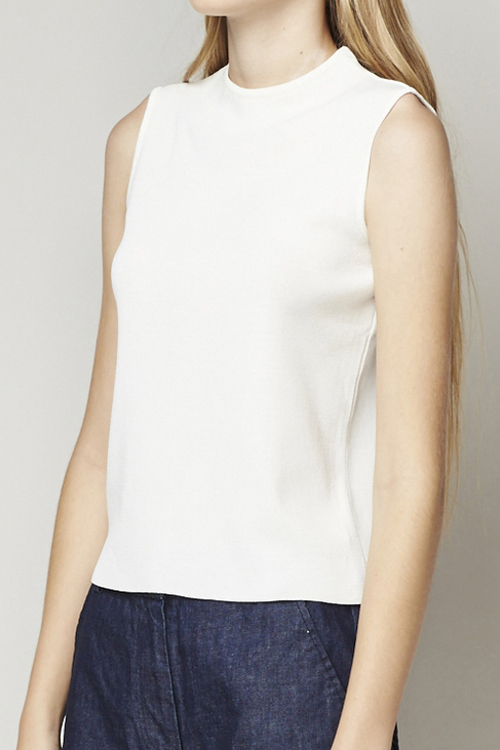 ACHRO HIGH NECK SLEEVELESS KNIT TOP - IVORY ACHRO HIGH NECK SLEEVELESS KNIT TOP - IVORY