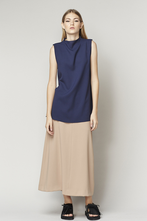 ACHRO BOW BACK HIGH NECK SLEEVELESS TOP - NAVY ACHRO BOW BACK HIGH NECK SLEEVELESS TOP - NAVY