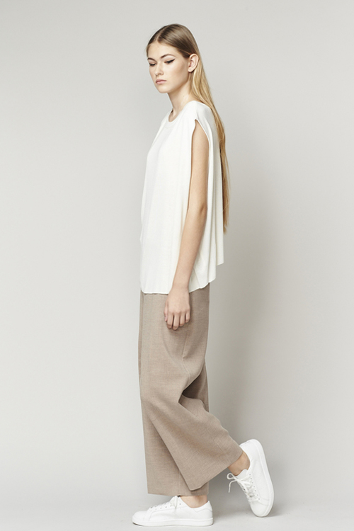 ACHRO LINEN MIXED KNIT TOP WITH FOLDED SIDES - IVORY ACHRO LINEN MIXED KNIT TOP WITH FOLDED SIDES - IVORY
