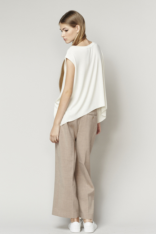 ACHRO LINEN MIXED KNIT TOP WITH FOLDED SIDES - IVORY ACHRO LINEN MIXED KNIT TOP WITH FOLDED SIDES - IVORY
