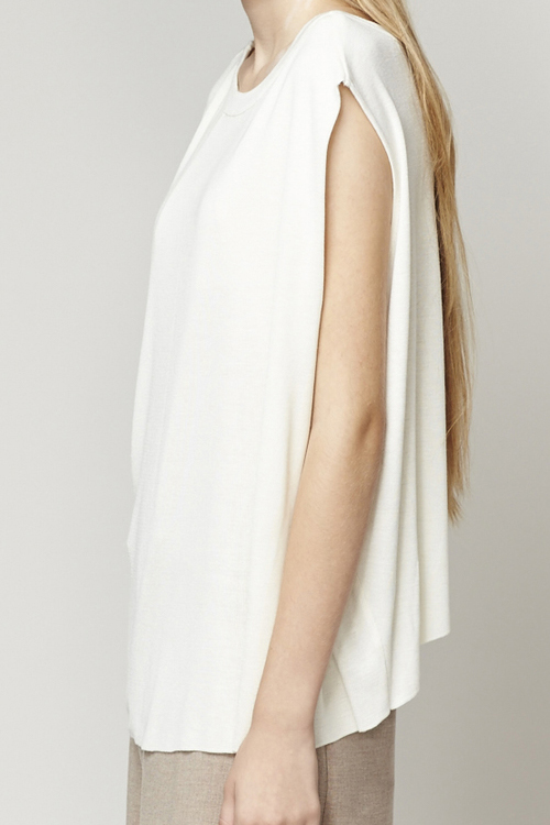 ACHRO LINEN MIXED KNIT TOP WITH FOLDED SIDES - IVORY ACHRO LINEN MIXED KNIT TOP WITH FOLDED SIDES - IVORY