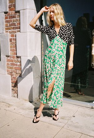 RIXO LONDON Martha - Daisy Green/Red 