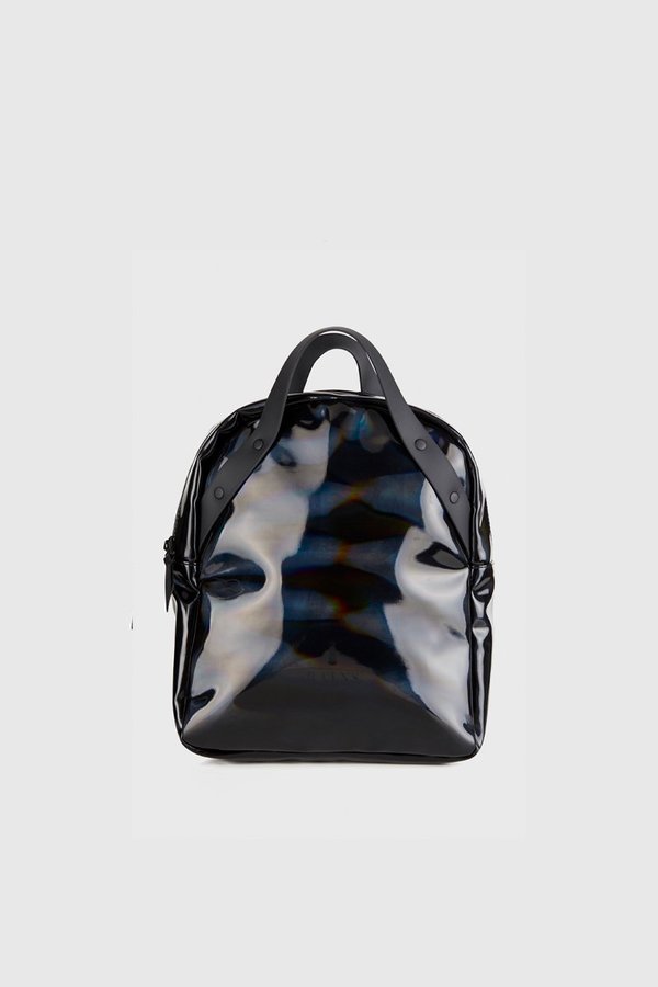 black holographic backpack