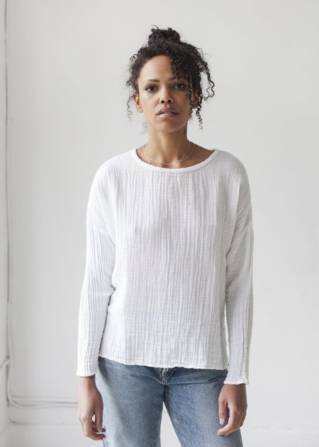 Long Sleeve Gauze Top - Salt | Garmentory