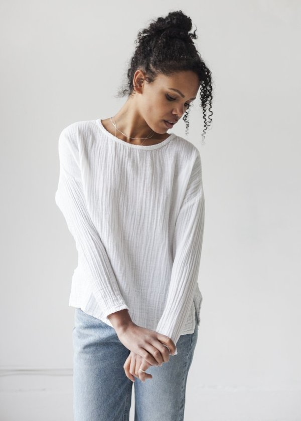 Long Sleeve Gauze Top - Salt | Garmentory