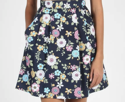Birds of North America Aracari Skirt (Navy Floral) Birds of North America Aracari Skirt (Navy Floral)