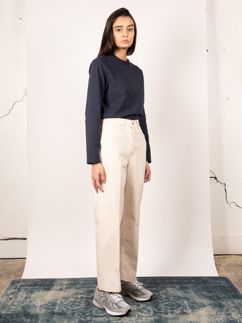 Tanaka Raw Denim Dad Jean Trousers - White | Garmentory