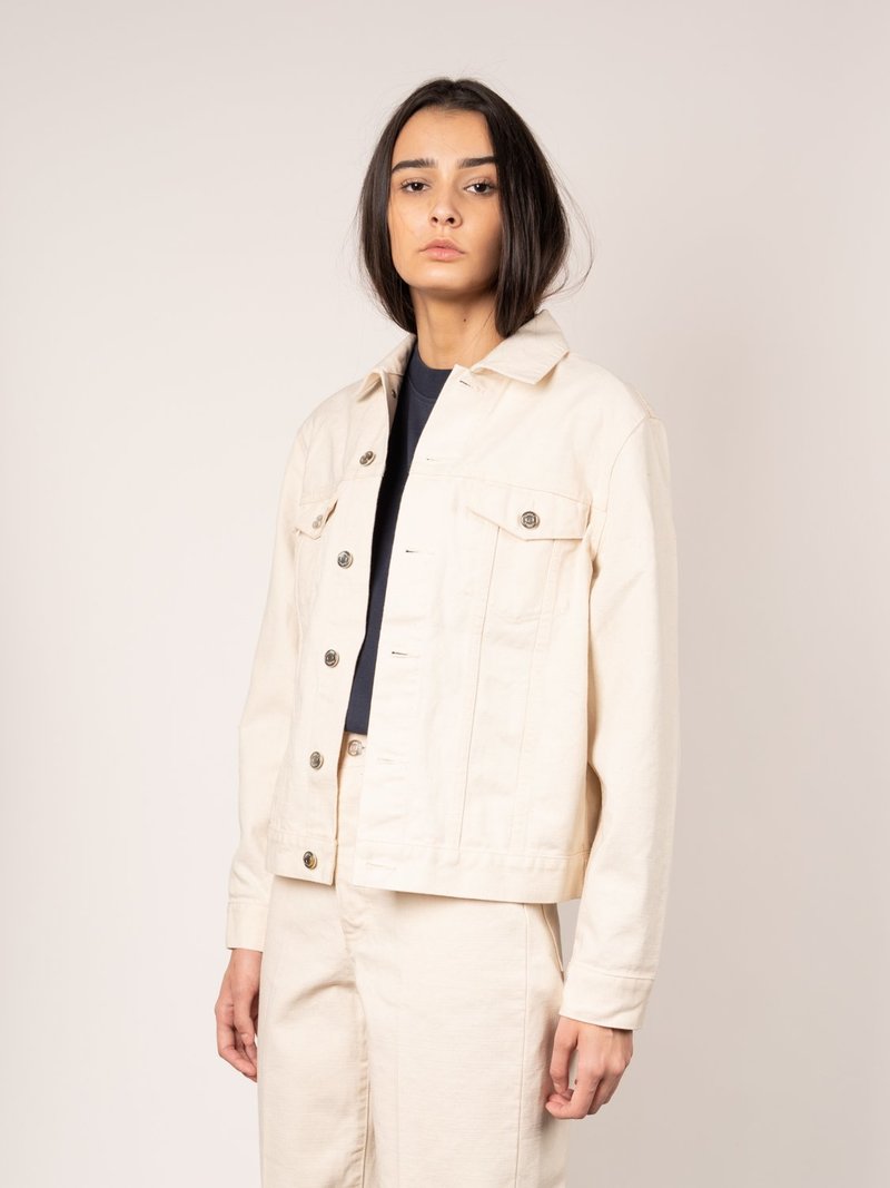 【TANAKA】One Two Three Jean Jacket Tanaka Raw Denim One Two Three Jacket - White | Garmentory