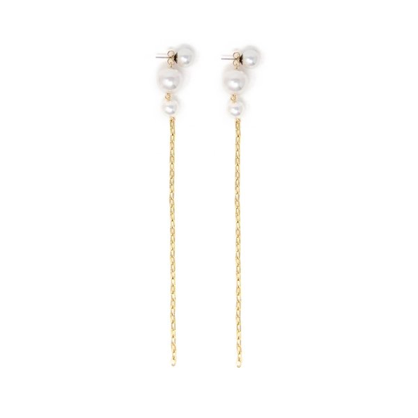 Joomi Lim 2-Part Pearl Earrings with Chains - Gold/White Joomi Lim 2-Part Pearl Earrings with Chains - Gold/White