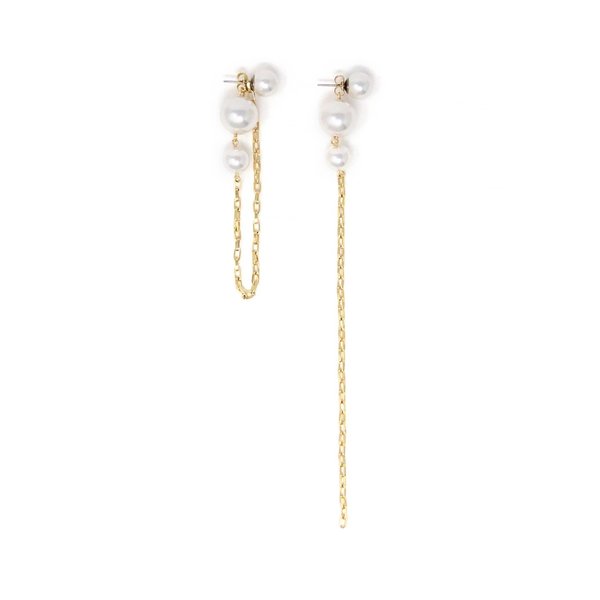 Joomi Lim 2-Part Pearl Earrings with Chains - Gold/White Joomi Lim 2-Part Pearl Earrings with Chains - Gold/White