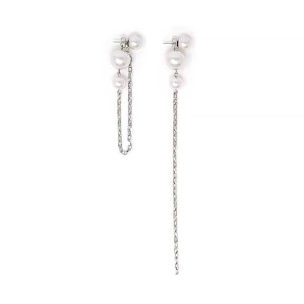 Joomi Lim 2-Part Pearl Earrings with Chains - Rhodium/White Joomi Lim 2-Part Pearl Earrings with Chains - Rhodium/White