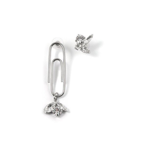 Joomi Lim Asymmetrical Crystal Earrings with Giant Paperclip - Rhodium/Crystal Joomi Lim Asymmetrical Crystal Earrings with Giant Paperclip - Rhodium/Crystal