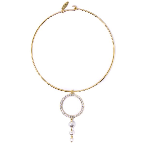Joomi Lim Choker W/ Crystal Hoop & 3 Pearl Drops Joomi Lim Choker W/ Crystal Hoop & 3 Pearl Drops
