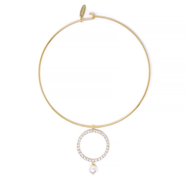 Joomi Lim Choker With Crystal Hoop and Pearl - Gold/Crystal/White Joomi Lim Choker With Crystal Hoop and Pearl - Gold/Crystal/White