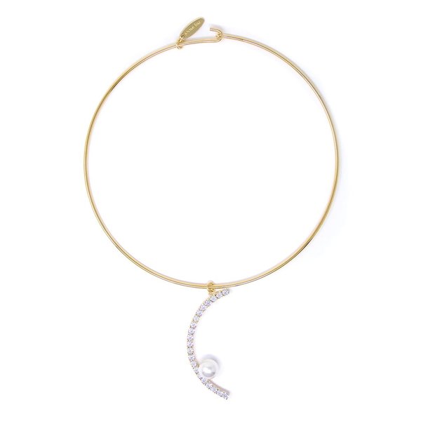 Joomi Lim Choker With Half Crystal Hoop & Pearl - Gold/Crystal/White Joomi Lim Choker With Half Crystal Hoop & Pearl - Gold/Crystal/White