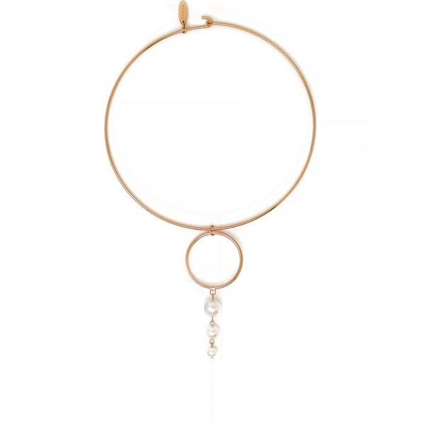 Joomi Lim Hoop & 3 Pearl Drop Choker Necklace - Rose Gold/White Joomi Lim Hoop & 3 Pearl Drop Choker Necklace - Rose Gold/White