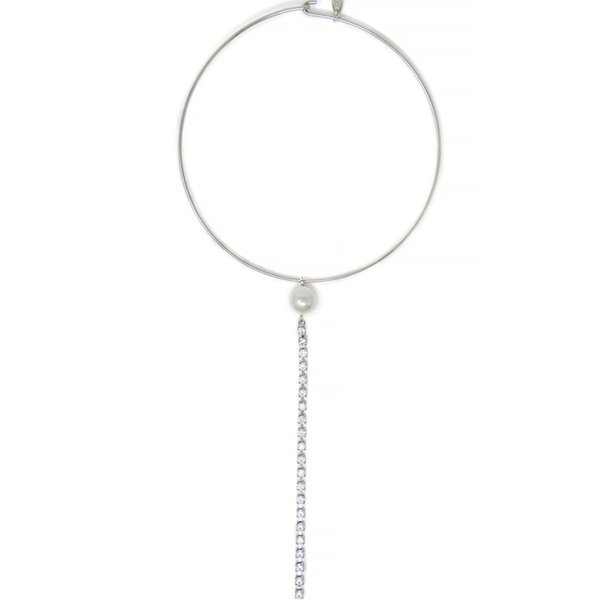 Joomi Lim Choker With Pearl and Long Crystal Chain Joomi Lim Choker With Pearl and Long Crystal Chain
